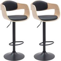 lote de 2 taburetes de bar kingston simil cuero naturalnegro 50x48x87 cm clp
