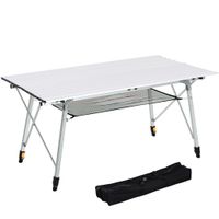 outsunny mesa de picnic plegable altura regulable con estante de malla para 4 personas estructura de aluminio con bolsa de transporte   aosom espana