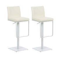 lote de 2 taburetes de bar panama tapizados en polipiel simil cuero crema 44x42x86 cm clp