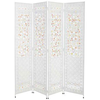 Biombo De Metal Blanco Y Cristal Acrilico De Colores 160x3x172