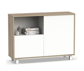 Briebe nova aparador, mueble salón auxiliar, buffet, 2 puertas, 1 estante 82,5x112x33 cm recibidor moderno, , blanco