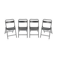silla de jardin plegable de acero set de 4 antracita