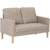 homcom sofa de 2 plazas tapizado en microfibra con patas de madera reposabrazos 130x78x85 cm crema