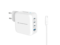 cargador de pared conceptronic usb-c x3 usb-ax1 quickcharge 30 gan pps 100w incluye cable blanco