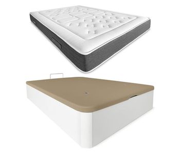 Pack colchón viscoelástico bio nature + canapé madera abatible 90x190 con montaje, color blanco