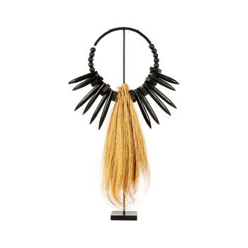 Escultura Decorativa Fibra Rayung Y Madera Bazar Bizar Sobre Soporte - Negro