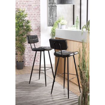 Juego de 2 taburetes de bar de altura ajustable negro 80 cm