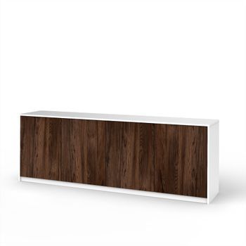Aparador De 4 Puertas Budapest Blanco/roble Río En Melamina Y Mdf Acanalado