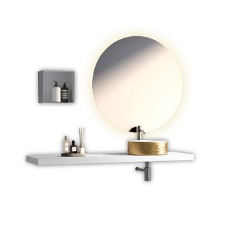 Composición Baño De 4 Piezas Solmira Blanco/oro En Mdf