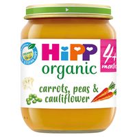 hipp organic carrots peas  cauliflower jar 4 months