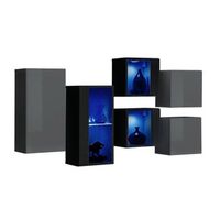 conjunto de muebles de salon switch sbiv r gris y negro r led integrados r diseno moderno