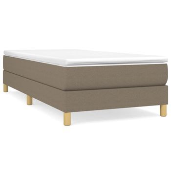 Estructura De Cama Box Spring Tela Gris Taupe 90x200 Cm