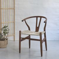 silla de mindi macizo acabado nogal y cuerda natural