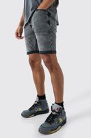 pantalones cortos vaqueros pitillo elasticos en color carbon gris