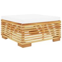 taburete de jardin  otomana de jardin  reposapies de jardin con cojin color crema madera maciza teca