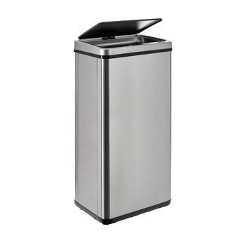 Cubos de basura de acero inoxidable gris 60l