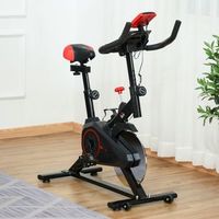 bicicleta estatica homcom acero abs 85x46x114 cm negro y rojo
