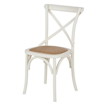 Silla de comedor bistró de madera y ratán color crudo