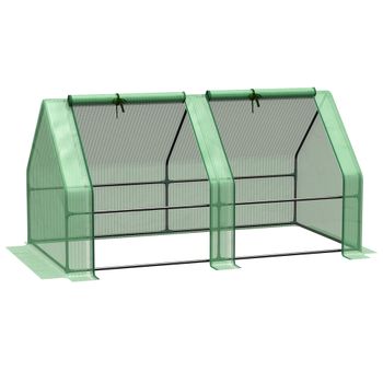 Outsunny Invernadero de Jardín Terraza 180x90x90 cm Tipo Caseta Tubo de Acero con 2 Ventanas  Enrollables Vivero Casero para Cultivo Plantas Verduras Verde   Aosom España