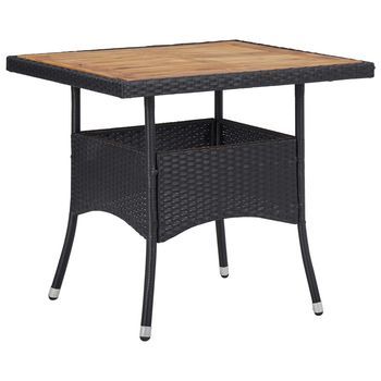 Muebles De Jardín 3 Uds | Mesa Y Sillas Ratán Sintético Negro Y Acacia