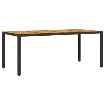 Mesa De Jardín | Mesa De Exterior Superficie Madera Acacia Ratán Negro 190x90x75cm