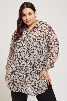 Yours London Camisa Larga Negra Estampado Animal Rosa, Mujer Curvy Y Tallas Grandes, Yours London