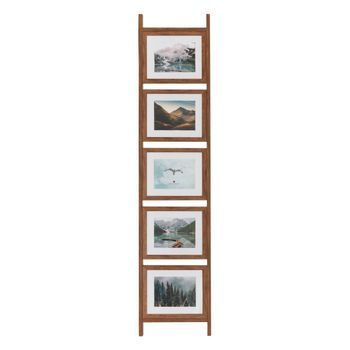 Portafotos En Forma De Escalera Para 5 Fotos, Modelo Scott, Madera Natural Oscura - Atmosphera Createur D'interieur