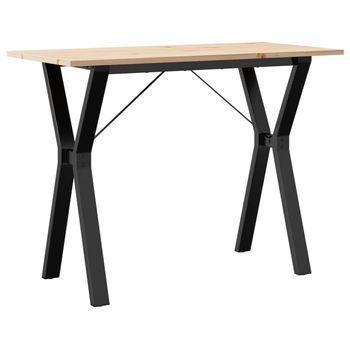 Mesa De Comedor Marco Y Madera Maciza Pino Y Acero 100x50x75cm Vidaxl