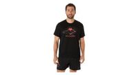 maillot de manga corta asics fujitrail logo negro rojo hombre