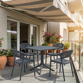 Conjunto Para Jardín Mesa + 4 Sillas Verona Antracita 100% Polipropileno Eme Mobiliario