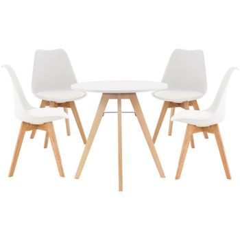 Juego De Comedor Livik Ø 75 Cm Madera Blanco Clp