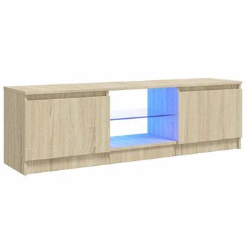Armario Tv Con Luces Led Roble Sonoma 120x30x36 Cm Vidaxl