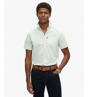 superdry para hombre m4010623a camisa oxford de manga corta verde l casual algodon