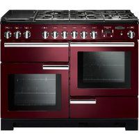 rangemaster professional deluxe 110 dual fuel range cooker - cranberry  chrome cranberry