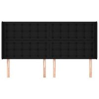 cabecero cama mueble de dormitorio con orejas de tela 163 x 16 x 118128 cm negro m020003596