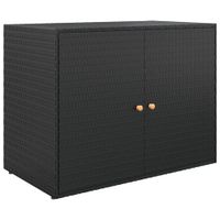 armario de almacenaje de jardin ratan pe negro 100x555x80 cm