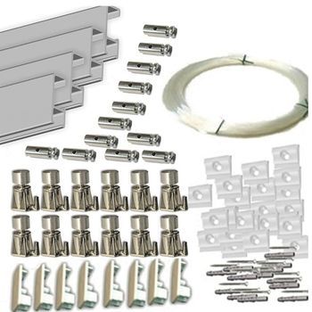 Pack De Ganchos Automáticos Con Guía De 12 Metros Con 12 Colgadores Color Plata Con Hilo De Nylon Para Colgar Cuadros O Marcos. (plata, 12 Metros)