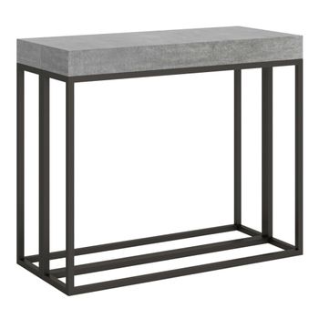 Consola extensible 90x40/196 cm efecto madera gris cemento, hierro