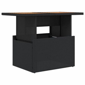 Mesa De Jardín | Mesa De Exterior Ratán Pe Y Madera De Acacia Negro 100x55x73 Cm
