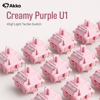 interruptores mecanicos personalizados akko tactile switch serie u1 color morado cremoso 45gf lubricados de fabrica 5 pines intercambiables en caliente 45 piezas