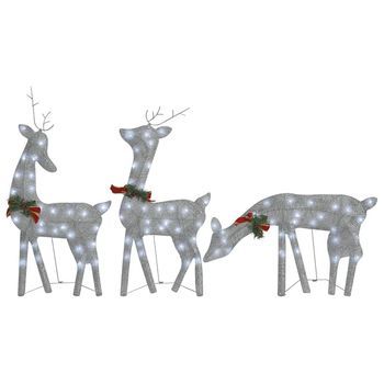Familia Renos De Navidad Malla Blanco Frío Plateado 270x7x90 Cm Vidaxl