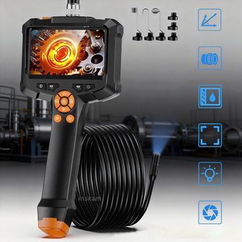 Cámara Endoscópica Industrial de 4.3 Pulgadas con Lente Simple/Doble HD 1080P, Boroscopio para Inspección de Automóviles, Cámara de Alcantarillado Impermeable IP67 con 8 LED de Regalo