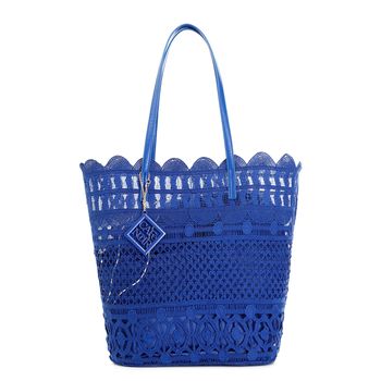bolso shopping de encaje con charm blue taglia unica