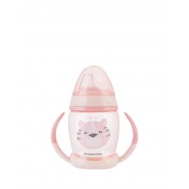 Vasito de PP con boquilla de silicona 200ml Happy Face Rosa