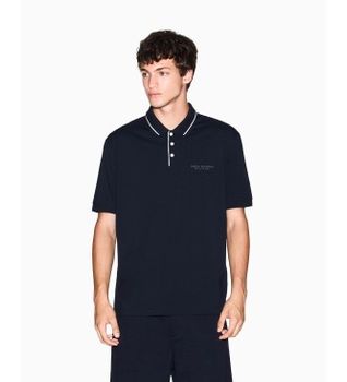 A|X Armani Exchange para hombre. XM001557AF10363UB101 Polo Elástico marino (XS), Casual, Algodón, Manga corta