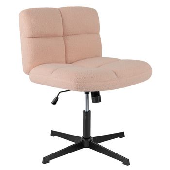 Costway Silla Giratoria de Oficina en Casa con Superficie de Peluche de Rizo Altura Ajustable Base de Metal Elevador de Gas Premium Rosa