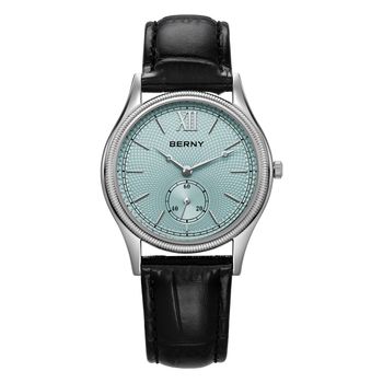 Relojes BERNY para hombre, reloj de pulsera de cuarzo elegante y clásico de lujo, reloj de pulsera con correa de cuero elegante y a la moda