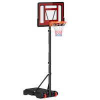 homcom canasta de baloncesto ajustable de 205-261 cm aro de baloncesto con soporte de acero y ruedas de transporte rojo negro   aosom espana