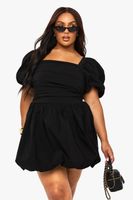 plus puff sleeve puffball dress negro
