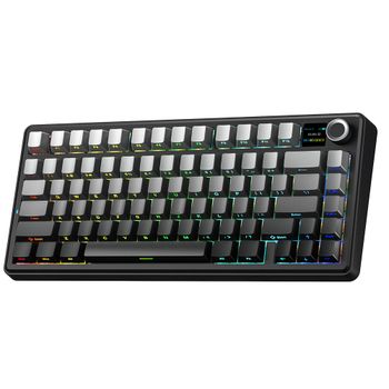 Teclado Mecánico para Juegos AULA F75 MAX, 75%, Cableado/Bluetooth/2.4G, Intercambiable en Caliente, RGB, con Pantalla TFT para PC/Mac ﻿